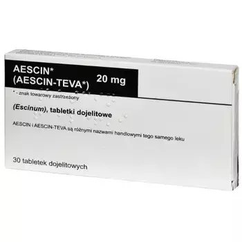 Aescin 20mg, 30 tabletek dojelitowych (import równoległy Delfarma)