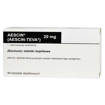 Aescin 20mg, 90 tabletek dojelitowe, import równoległy