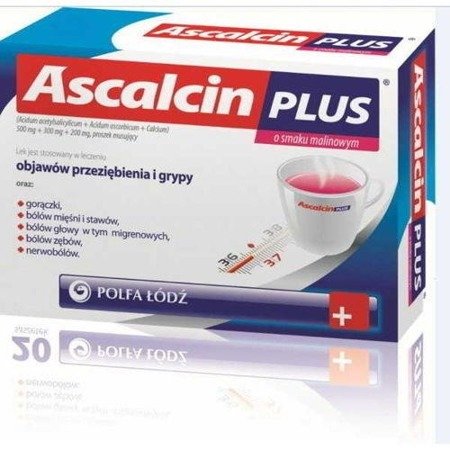 Ascalcin Plus o smaku malinowym x 20 sasz