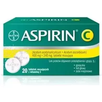 Aspirin C 0,4g+0,24g, 20 tabletek musujących