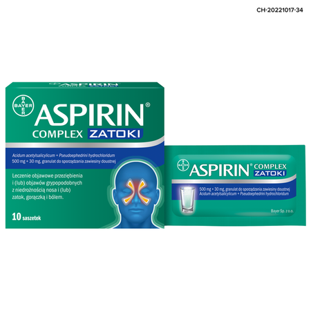 Aspirin Complex Zatoki 500mg+30mg, granulat, 10 saszetek
