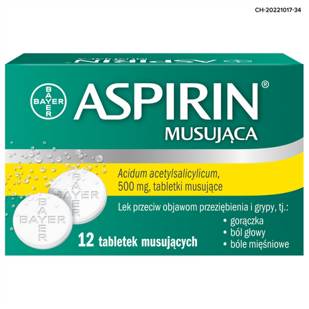 Aspirin Musująca (Ultra Fast), 500 mg, tabletki musujące, 12 sztuk