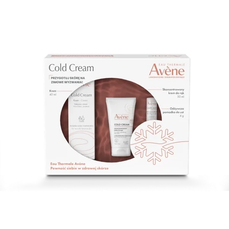 Avene Cold Cream Zestaw Odżywczy krem do twarzy 40 ml + Skoncentrowany krem do rąk 50 ml + Odżywcza pomadka do ust 4 g