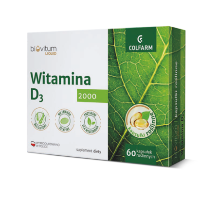 BIOVITUM Witamina D3 Liquid 2000, 60 kapsułek w roślinnej otoczce 
