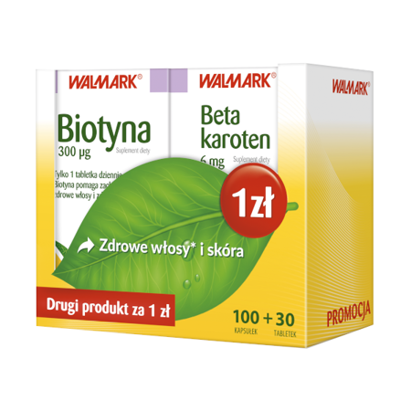 Betakaroten 100 kaps + Biotyna 30 tabletek