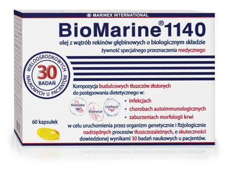 BioMarine 1140 olej z wątroby rekina, 60 kapsułek
