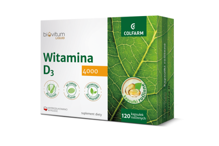 Biovitum Liquid Witamina D3 4000, 120 kapsułek