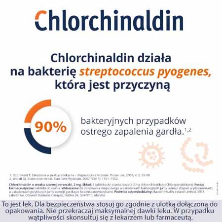 Chlorchinaldin smak czarna porzeczka, 40 tabletek do ssania 