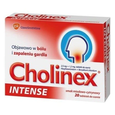 Cholinex Intense Miodowo-cytrynowy,  20 pastylki do ssania