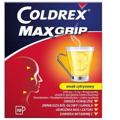 Coldrex MaxGrip cytrynowy, 10 saszetek