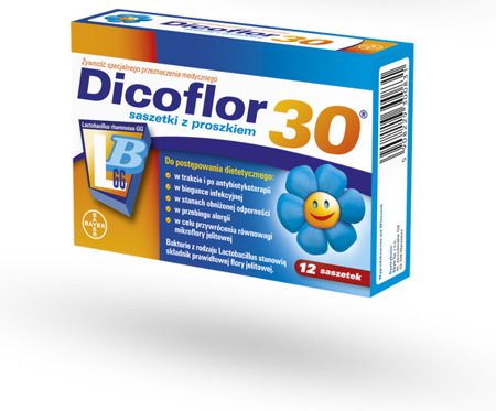 Dicoflor 30 dla niemowląt i dzieci 12 sasz.