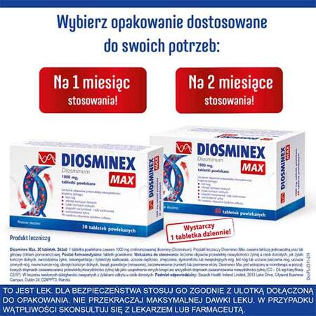 Diosminex Max 1000 mg, 30 tabletek powlekanych
