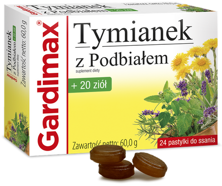Gardimax Tymianek z Podbiałem 20 ziół, 24 pastylki