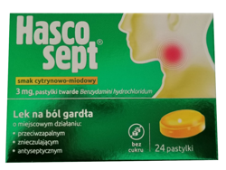 Hascosept smak cytrynowo - miodowy 24 pastylki 