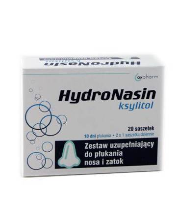 Hydronasin Ksylitol Zestaw uzupełniający do płukania nosa i zatok, 20 saszetek