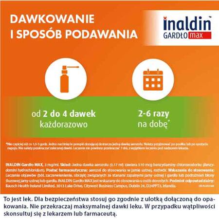 INALDIN Gardło MAX 3 mg/ml aerozol do stosowania w jamie ustnej, roztwór