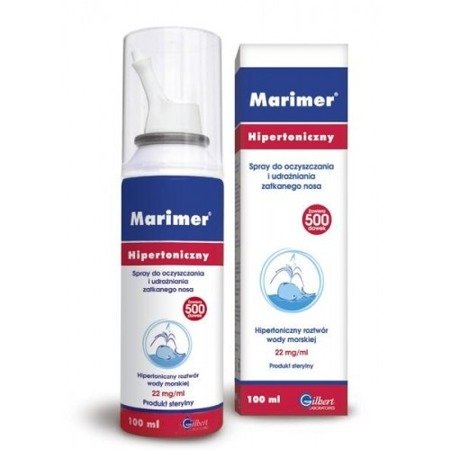 Marimer hipertoniczny spray 100ml, oczyszczająca woda morska do nosa
