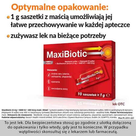 Maxibiotic maść, 10 saszetek a 1g 