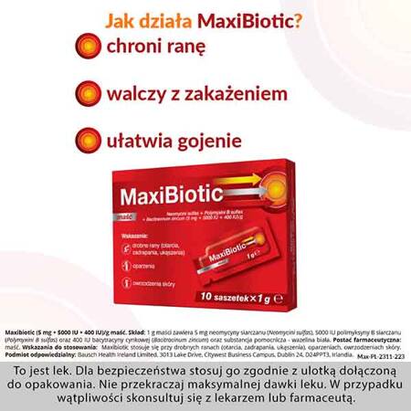 Maxibiotic maść, 10 saszetek a 1g 