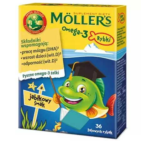 Mollers Omega-3 Rybki smak jabłkowy, 36 żelek