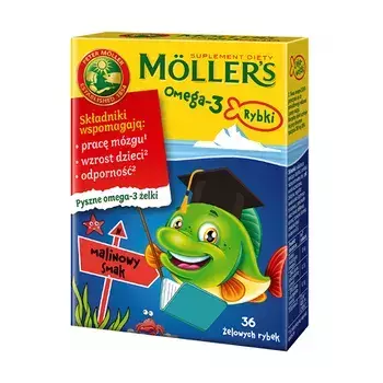 Mollers Omega-3 Rybki smak malinowy , 36 żelek