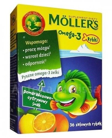 Mollers Omega-3 Rybki smak pomarańczowo-cytrynowy żelki 36szt.