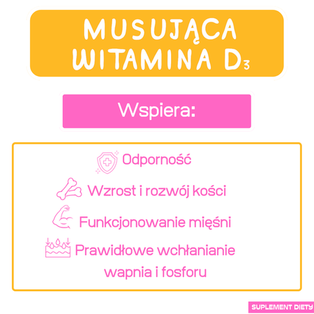 Musująca Witamina D3 tabletki musujące, 60 tabletek