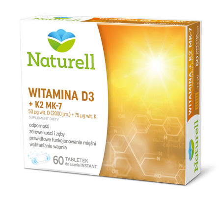 NATURELL Witamina D3+K2 MK-7, 60 tabletek