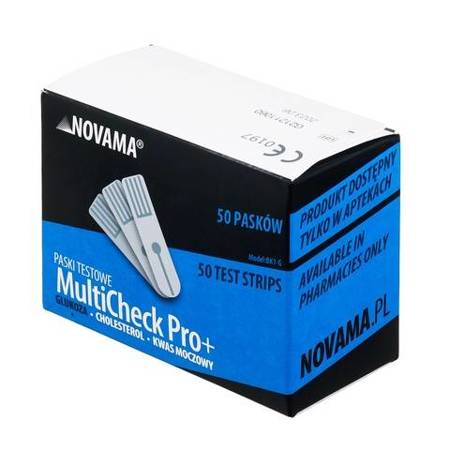 NOVAMA MultiCheck Pro+ Paski testowe do pomiaru glukozy, 50 sztuk