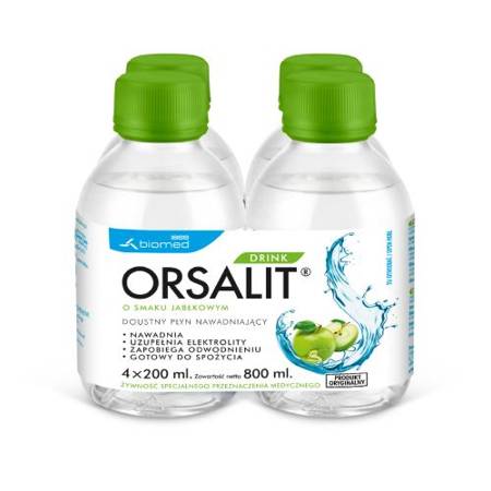 Orsalit Drink jabłko płyn doustny 4X200ml