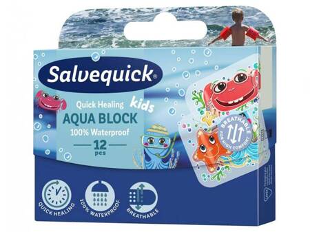 Plastry  Salvequick Aqua Block Kids 12 szt 