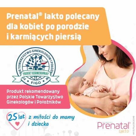 Prenatal LAKTO – witaminy dla kobiet karmiących piersią, z DHA, aktywnym folianem, luteiną i choliną, dla kobiet w okresie laktacji, 30 + 30 kapsułek 