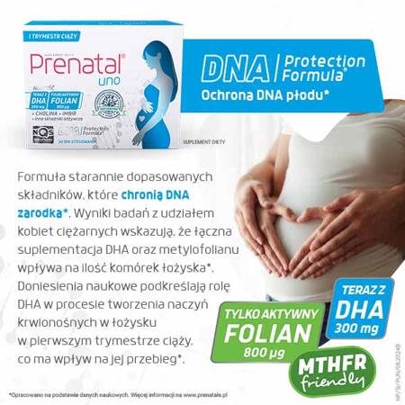 Prenatal UNO – witaminy z DHA dla kobiet w 1. trymestrze ciąży, 30+30 kapsułek