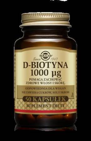 SOLGAR D-biotyna 1000 mcg, 50 kapsułek