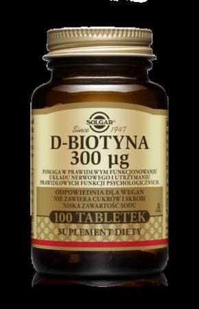 SOLGAR D-biotyna 300 mcg 100 tabletek,