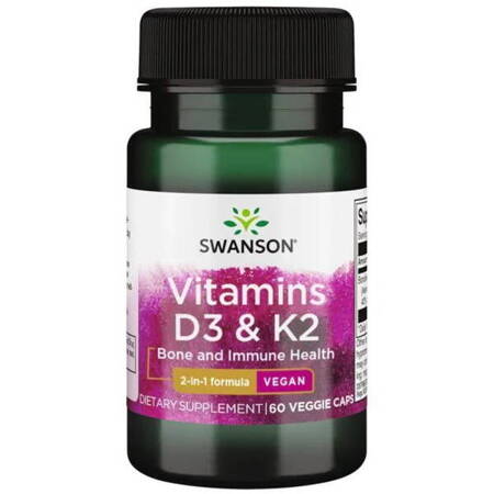 SWANSON Vitamins D3 & K2 200 IU + 75 mcg, 60 kapsułek