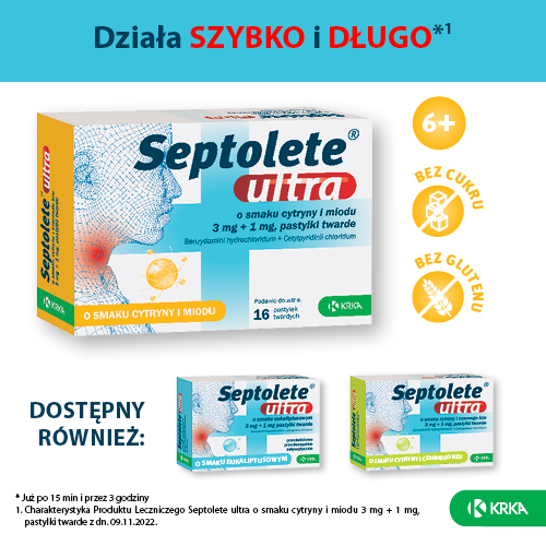 Septolete ultra o smaku cytryny i miodu 16 tabletek