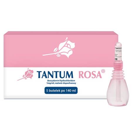 Tantum Rosa roztwór do pochwowy 1mg/ml 5butelek a140ml