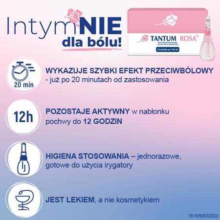 Tantum Rosa roztwór do pochwowy 1mg/ml 5butelek a140ml