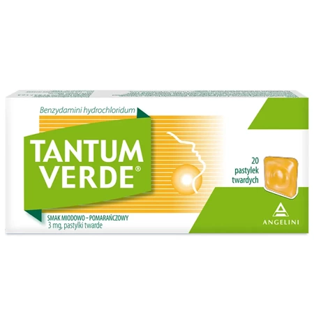 Tantum Verde 3 mg, smak miodowo-pomarańczowy, 20 pastylek twardych