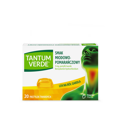 Tantum Verde 3 mg, smak miodowo-pomarańczowy, 20 pastylek twardych