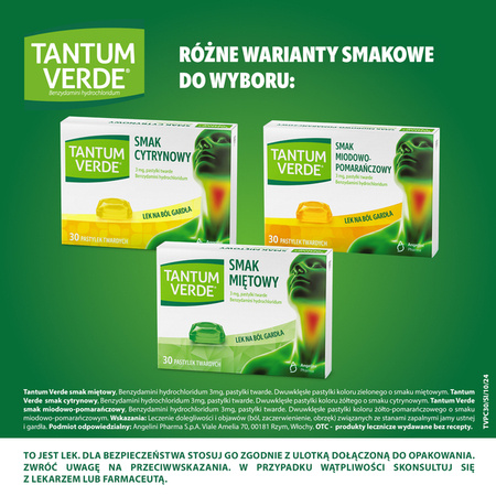 Tantum Verde smak cytrynowy, 30 pastylek twardych