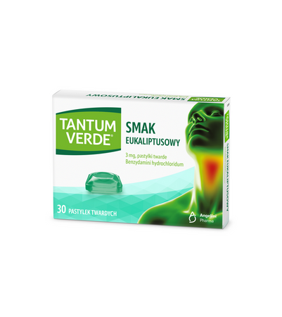 Tantum Verde smak eukaliptusowy, 30 pastylek