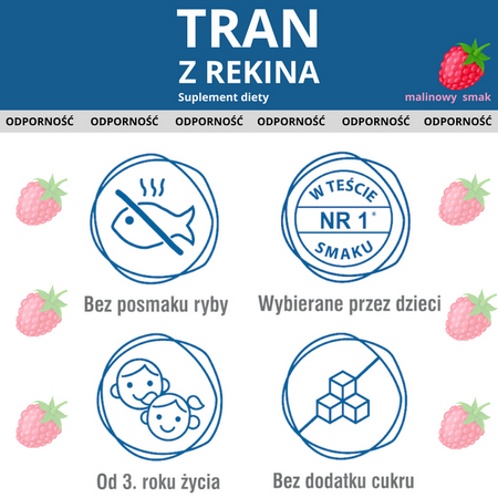 Tran z Rekina smak malinowy Nowa Formuła 250ml