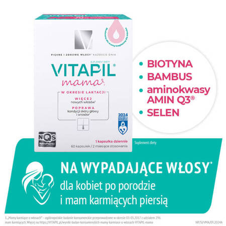 VITAPIL® mama – przy wypadaniu włosów po ciąży i podczas karmienia piersią, 60 kapsułek 