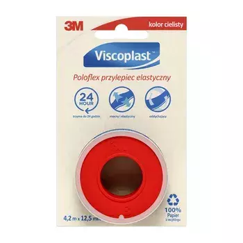 Viscoplast Poloflex, tkaninowy przylepiec elastyczny, 4,2 m x 12,5 mm, 1 rolka