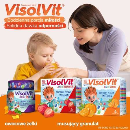 Visolvit Junior, granulat do sporządzania roztworu doustnego, smak pomarańczowy, 10 saszetek