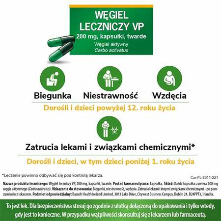 Węgiel leczniczy VP 200 mg, 20 kapsułek