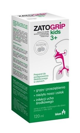 Zatogrip Kids 3+ syrop 120 ml, data ważności 2024/12